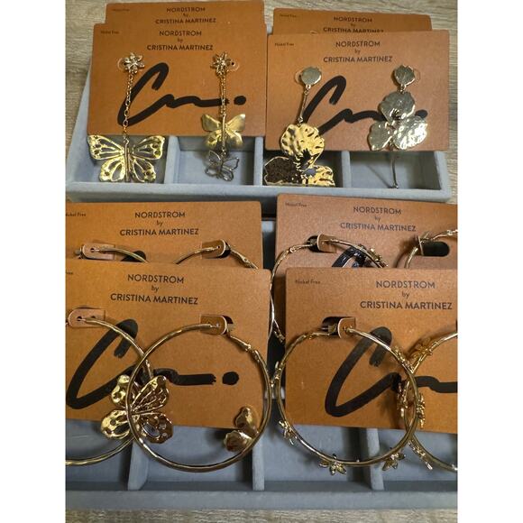 Set of 8 pairs of Nordstrom by Cristina Martinez earrings (2 of each style) - Picture 5 of 7